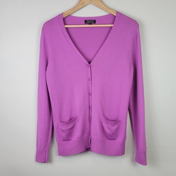 LORD & Taylor Button Up Cardigan Merino Wool Purple M - Picture 12 of 12